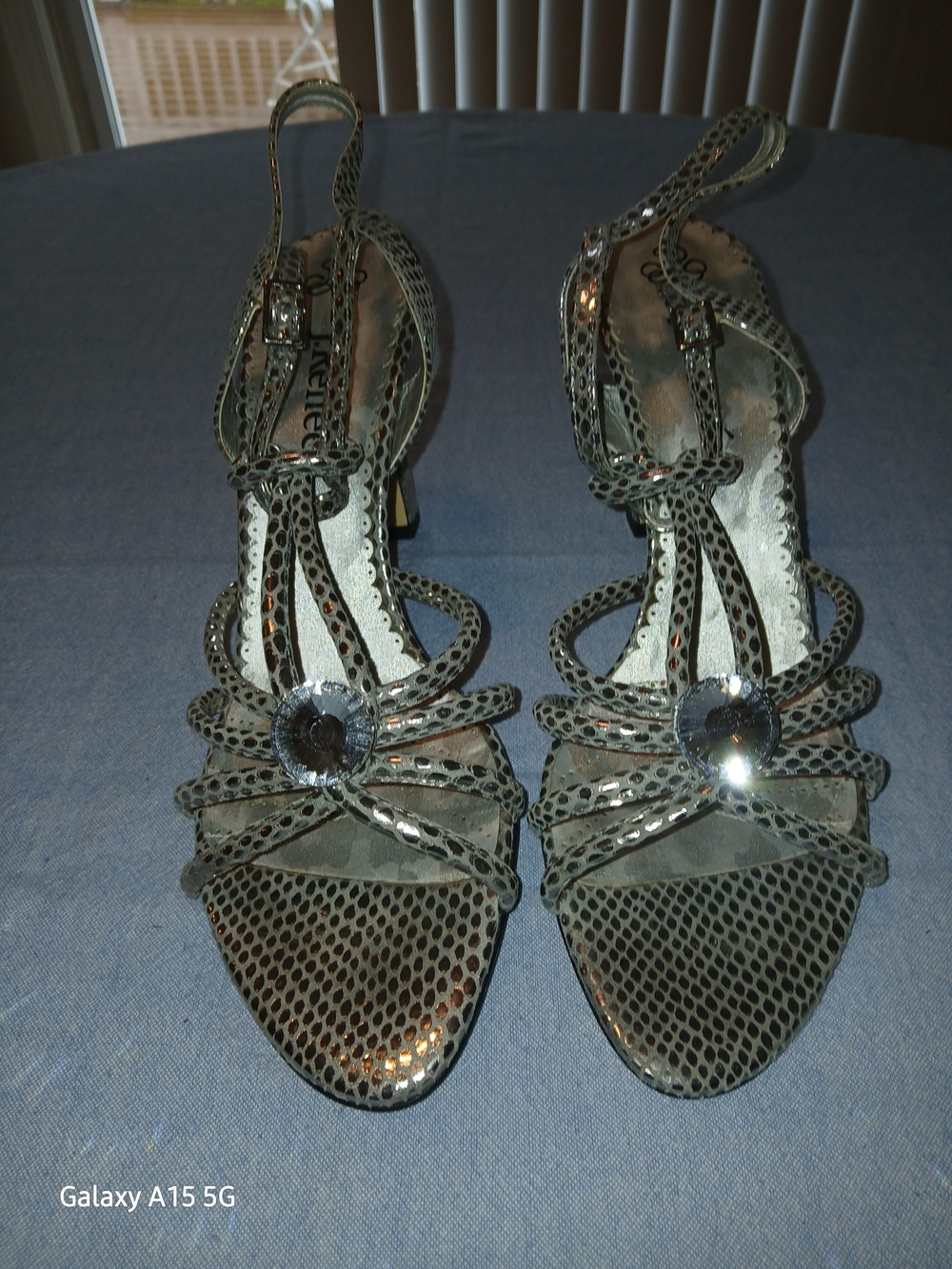 J.Renee Silver Metallic Strappy Gem-Embellished Heels